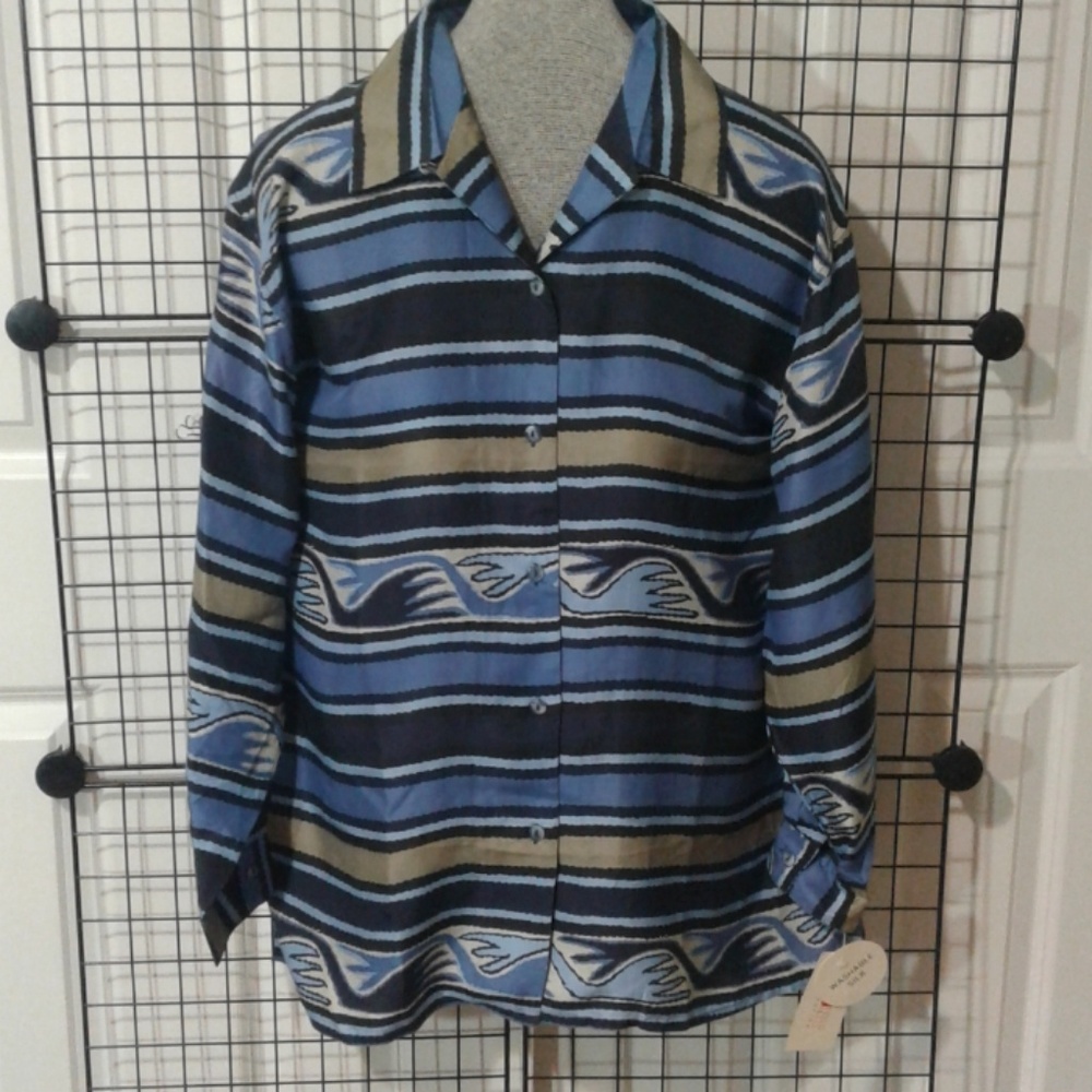 100% washable silk button down shirt. NWT